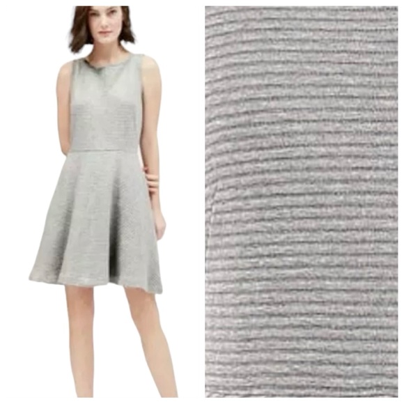 LOFT Dresses & Skirts - LOFT Gray Ribbed Fit & Flare A-Line Sleeveless Dress with Stretch, Cotton , 6